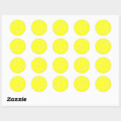 Gele en witte poka Dots Ronde Sticker (Vel)