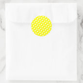 Gele en witte poka Dots Ronde Sticker (Tas)