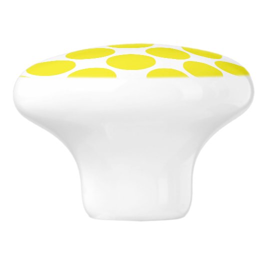 Gele en witte poka punt Ceramic Knob Keramische Knop (Zijkant)