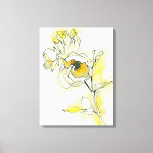 Gele en witte rozen canvas afdruk