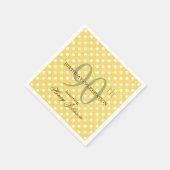 Gele en Witte Stippen 90ste Verjaardag Papier Servet (Hoek)
