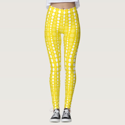 Gele en Witte Stippen Leggings (Voorkant)