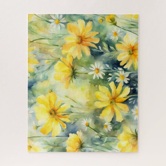 Gele en witte zonnebloemen legpuzzel (Verticaal)