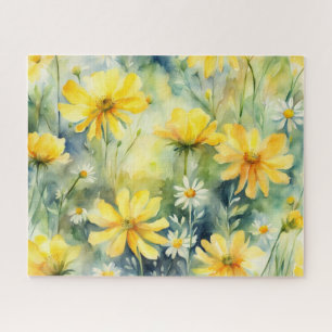 Gele en witte zonnebloemen legpuzzel