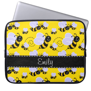 Gele en zwarte bijen laptop sleeve