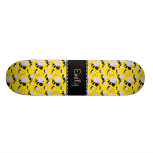 Gele en zwarte bijen skateboard
