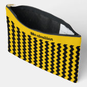 Gele en zwarte Chevrons - GROTE accessoirezak Etui (Open)