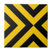 Gele en zwarte Chevrons Tegeltje (Voorkant)