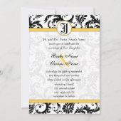 Gele en zwarte Damask zwemmen bruiloft-uitnodiging Kaart (Voorkant)