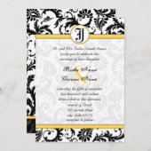 Gele en zwarte Damask zwemmen bruiloft-uitnodiging Kaart (Voorkant / Achterkant)