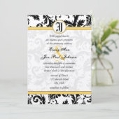 Gele en zwarte Damask zwemmen bruiloft-uitnodiging Kaart (Staand voorkant)