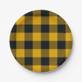 Gele en zwarte geruite vierkanten Buffalo Plaid Papieren Bordje (Voorkant)