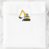 Gele en zwarte-graafmachine vierkante sticker (Tas)