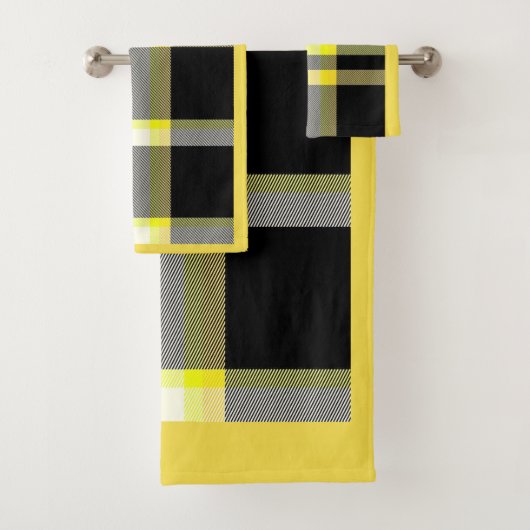 Gele en zwarte handdoekset bad handdoek (Insitu)