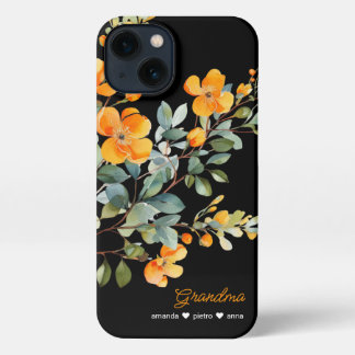Gele en zwarte namen van oma kleinkinderen iPhone 13 hoesje