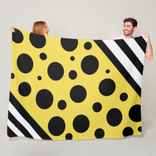 Gele en zwarte pokstippen en stripes Blanket Fleece Deken