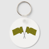 Gele en zwarte racevlaggen sleutelhanger (Voorkant)