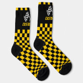 Gele en zwarte racevlaggen sokken (Rechts)