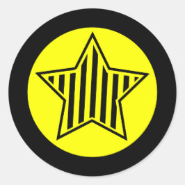 Gele en Zwarte Star Ronde Sticker