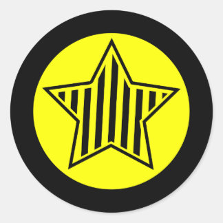 Gele en Zwarte Star Ronde Sticker