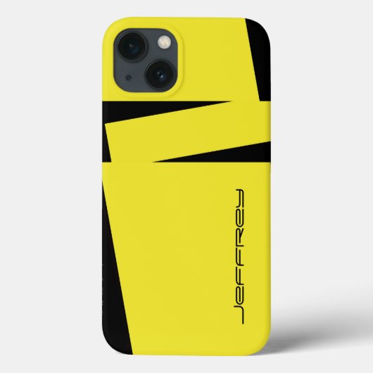 Gele en zwarte streep, minimalistisch, naam, Case-Mate iPhone case (Achterkant)