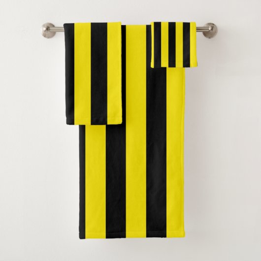 Gele en zwarte verticale strepen bad handdoek (Insitu)