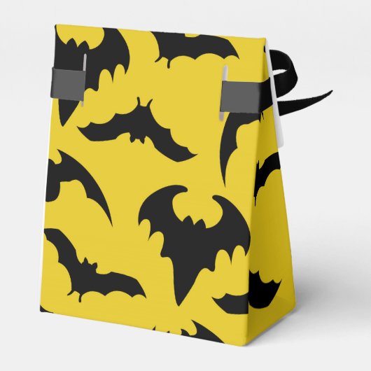 Gele en zwarte vleermuizen Halloween Party Bedankdoosjes (Achterkant)