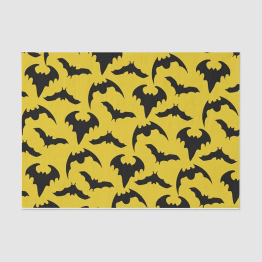 Gele en zwarte vleermuizen Halloween Party Tissuepapier (Voorkant)
