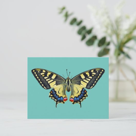 Gele en zwarte vlinder briefkaart (Staand voorkant)