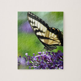 Gele en Zwarte Vlinder op Lavendel Legpuzzel