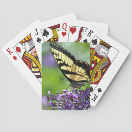 Gele en Zwarte Vlinder op Lavendel Pokerkaarten