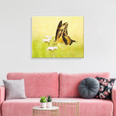 Gele en Zwarte Vlinder Wildflower Art Print (Insitu (Woonkamer))