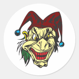 Gele enge nar ronde sticker