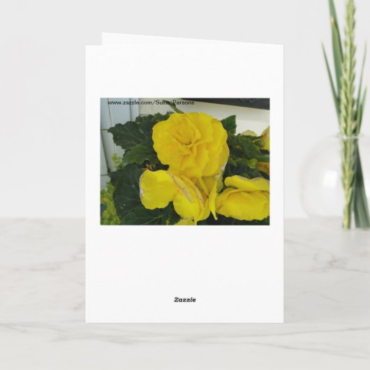 Gele engel vleugel Begonias, denkend aan jou Kaart (Achterkant)