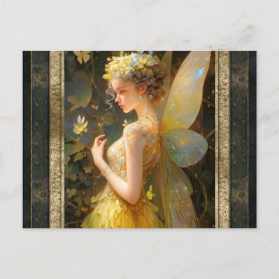 Gele Fairy Vrouw Fantasy Kunst Briefkaart