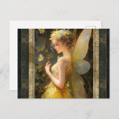 Gele Fairy Vrouw Fantasy Kunst Briefkaart (Voorkant / Achterkant)