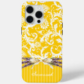 Gele Faux Rhinstone Gepersonaliseerde Damask iPhon Case-Mate iPhone Case (Achterkant)