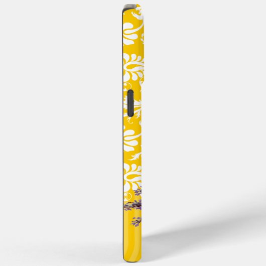 Gele Faux Rhinstone Gepersonaliseerde Damask iPhon Case-Mate iPhone Case (Achterkant / Rechts)