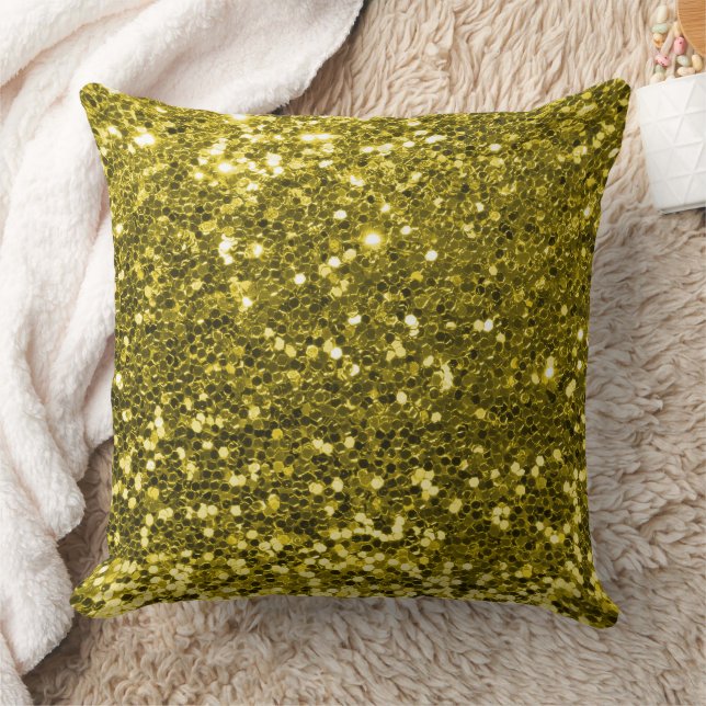 Gele Faux Sequin Glitter Sierkussen (Deken)