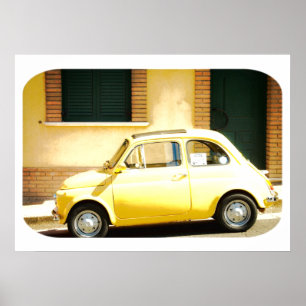 Gele Fiat 500, Cinquecento, Italië Poster