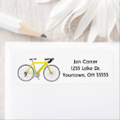 gele fiets op wit etiket (Insitu)