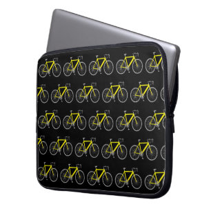 Gele Fiets Op Zwart Laptop Sleeve