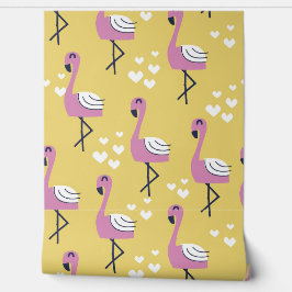 Gele Flamingo Safari Dieren Kwekerij Behang