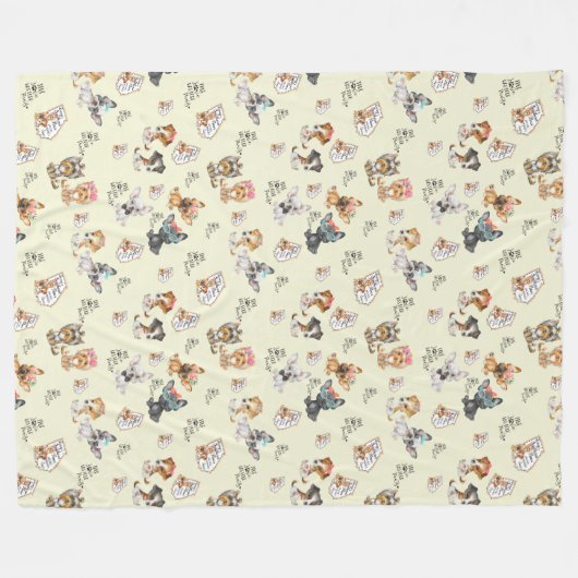 Gele fleece deken, groot 60" x 80" (Voorkant (Horizontaal))