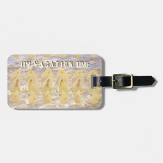 Gele Flip Flop and Vacation Time Bagagelabel