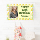 Gele Floral 40th Birthday Foto Spandoek (Insitu)