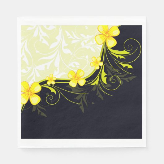 Gele Floral Background Paper Napkins Servet (Voorkant)