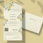 Gele Floral | Bindende QR-code RSVP All In One Uitnodiging