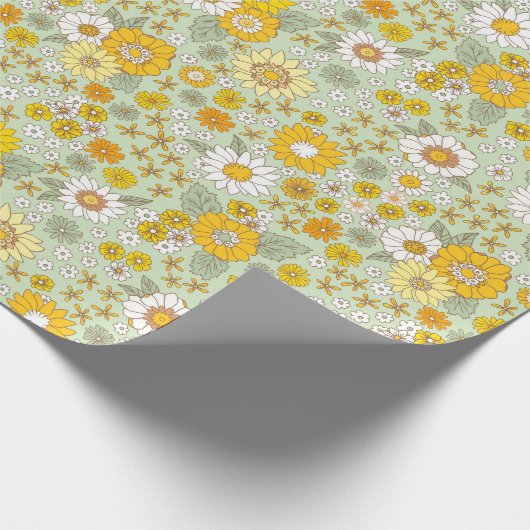 Gele Floral Garden Pattern Cadeaupapier (Hoek)