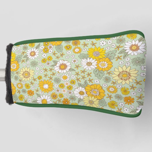 Gele Floral Garden Pattern Golfheadcover (Voorkant)